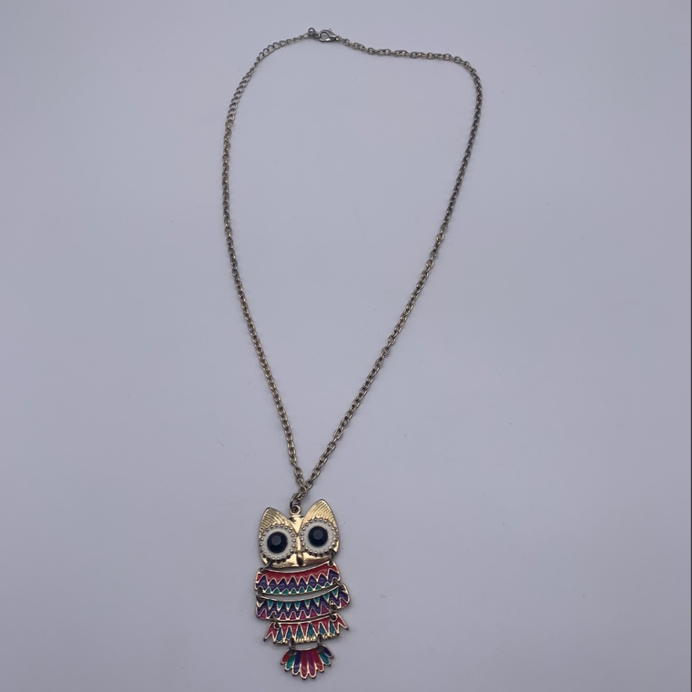 Multicoloured Owl Pendant Necklace
